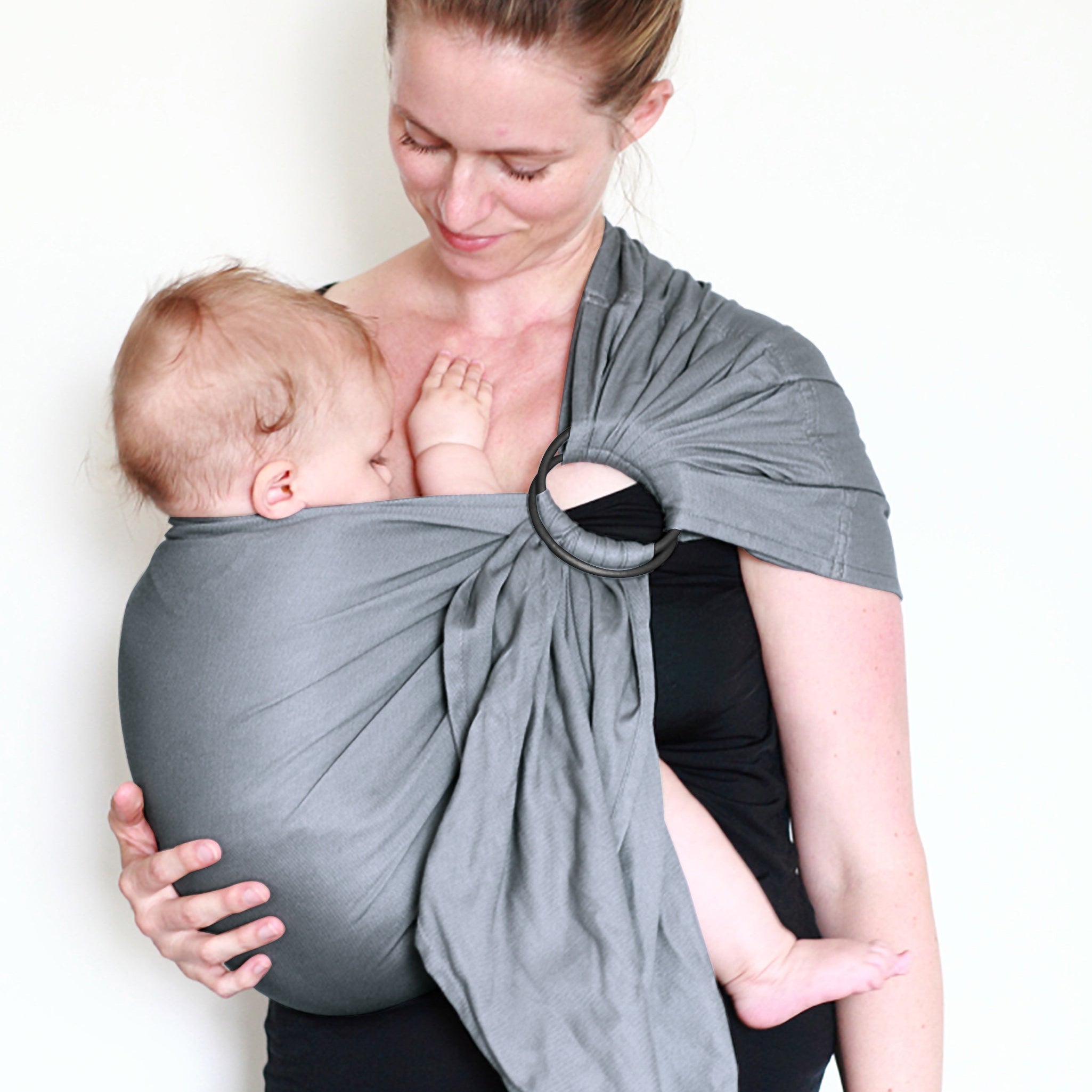Sling Stormy Blue, écharpe sans nœud, coton bio