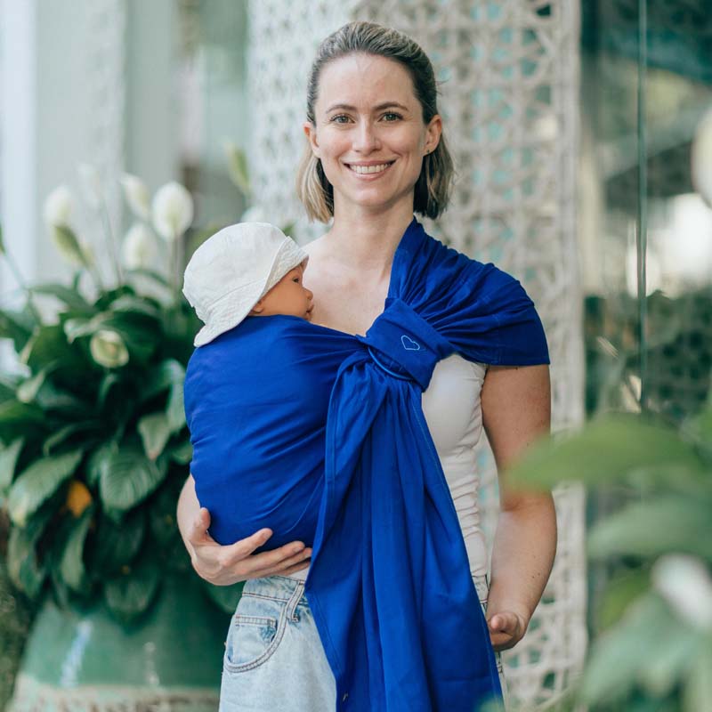 Sling Le Bleu, écharpe sans nœud, coton bio