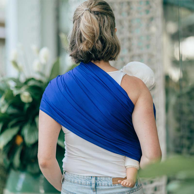 Sling Le Bleu, écharpe sans nœud, coton bio